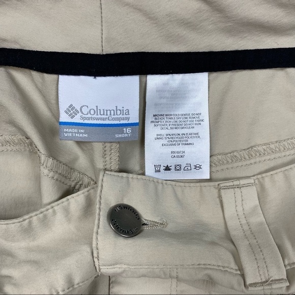 Columbia: Sporty Hiking Outdoor Full Length Light Khaki Pants Pockets Size 16 - Picture 4 of 7